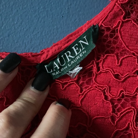 Ralph Lauren red lace dress 10 - Picture 2 of 6